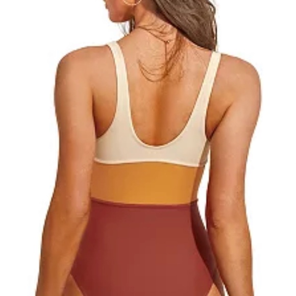 Cupshe women's one piece swimsuit orange color block Large - Picture 2 of 3